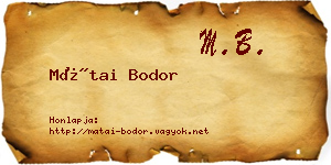 Mátai Bodor névjegykártya